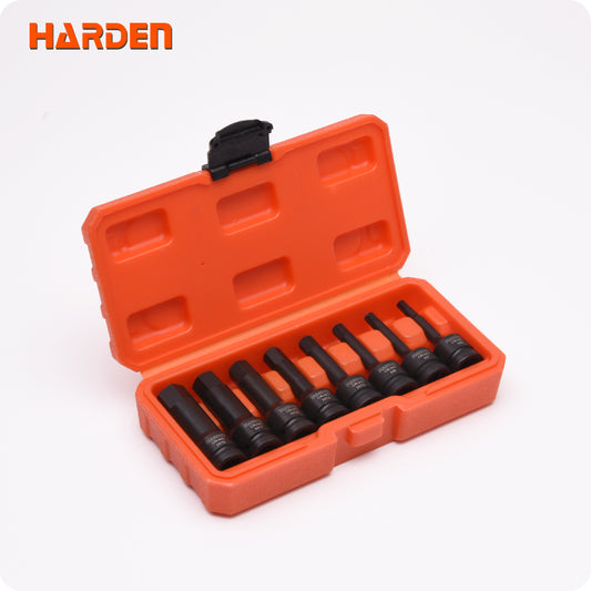 JUEGO DE DADOS DE 1/2 DE PUNTA HEXAGONAL DE IMPACTO 8PZS - HARDEN