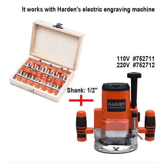 JUEGO DE PUNTAS PARA ROUTER DE 1/2 15 PIEZAS - HARDEN