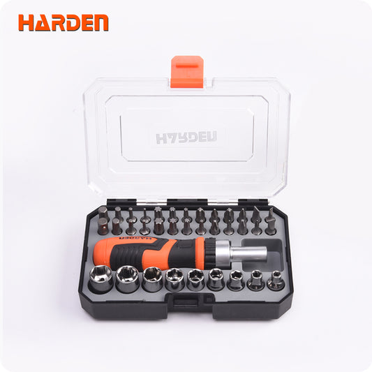 JUEGO DE RATCHET DESTORNILLADOR CON PUNTAS Y SOCKETS (DADOS) 39 PZS - HARDEN