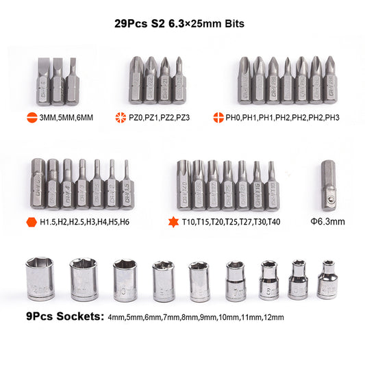 JUEGO DE RATCHET DESTORNILLADOR CON PUNTAS Y SOCKETS (DADOS) 39 PZS - HARDEN