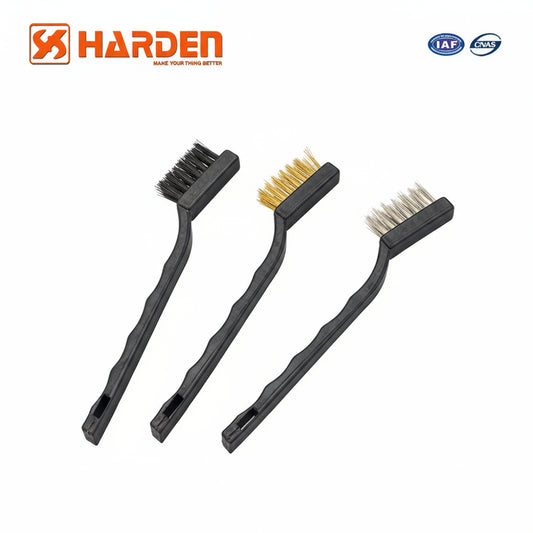 JUEGO DE CEPILLOS DE 3PZS NYLON, ACERO Y LATON 175mm - HARDEN