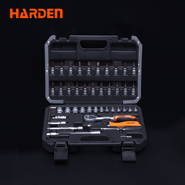 JUEGO DE DADOS (SOCKET) CON MALETIN  46PZS  1/4"  -  HARDEN