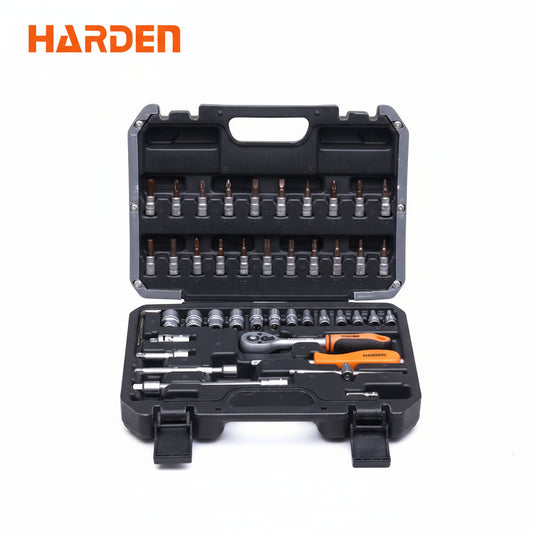 JUEGO DE DADOS (SOCKET) CON MALETIN  46PZS  1/4"  -  HARDEN