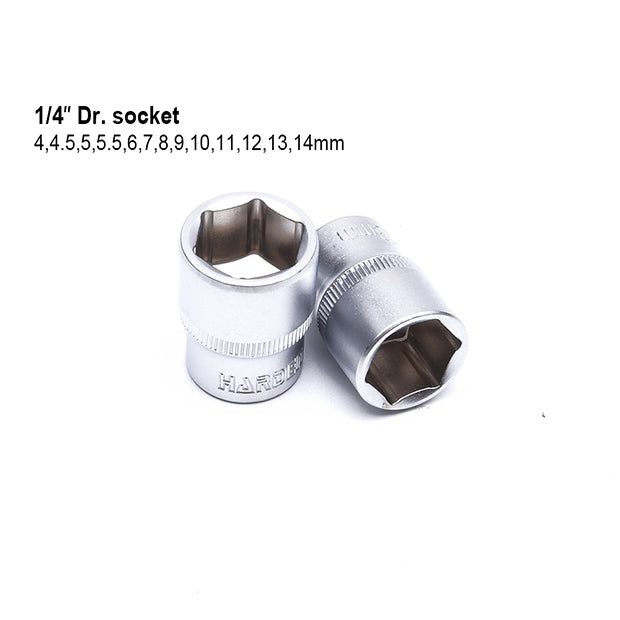 JUEGO DE DADOS (SOCKET) CON MALETIN  46PZS  1/4"  -  HARDEN