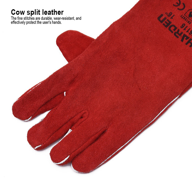 PAR DE GUANTES DE SOLDADOR ROJO 16"  -  HARDEN