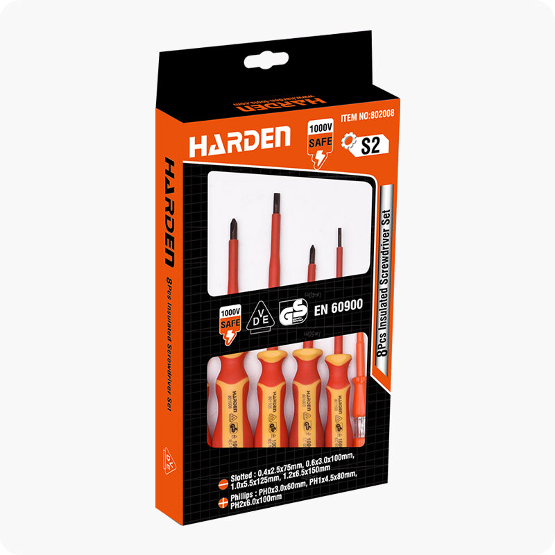 JUEGO DE DESTORNILLADORES AISLANDOS 8 PIEZAS - HARDEN