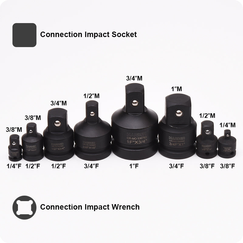JUEGO DE ADAPTADORES DE SOCKET (DADOS) DE IMPACTO 8PZS - HARDEN