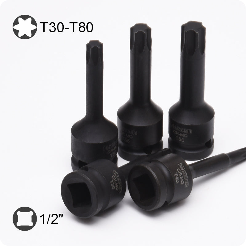 JUEGO DE DADOS DE 1/2 DE PUNTA TORX DE IMPACTO 8PZS - HARDEN