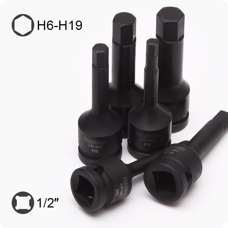 JUEGO DE DADOS DE 1/2 DE PUNTA HEXAGONAL DE IMPACTO 8PZS - HARDEN