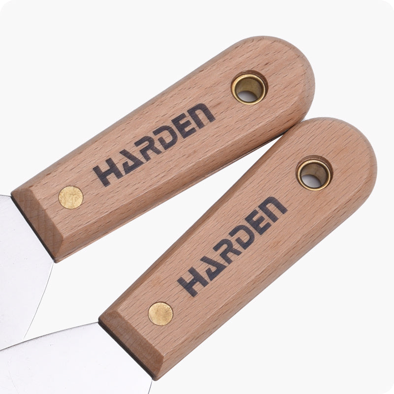 ESPATULA DE ACERO PULIDO CON MANGO DE MADERA - HARDEN