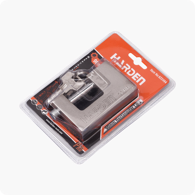 CANDADO RECTANGULAR DE ACERO CON CILINDROS DE BRONCE 90mm - HARDEN