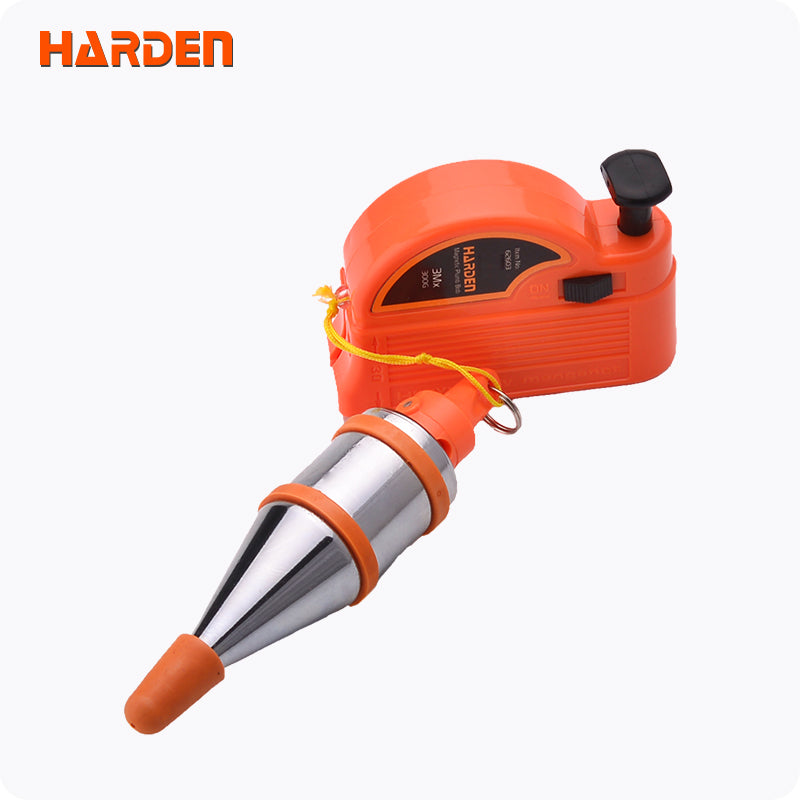 PLOMADA DE ACERO CON CARRETE MAGNETICO 3 Mts X 400 gr - HARDEN