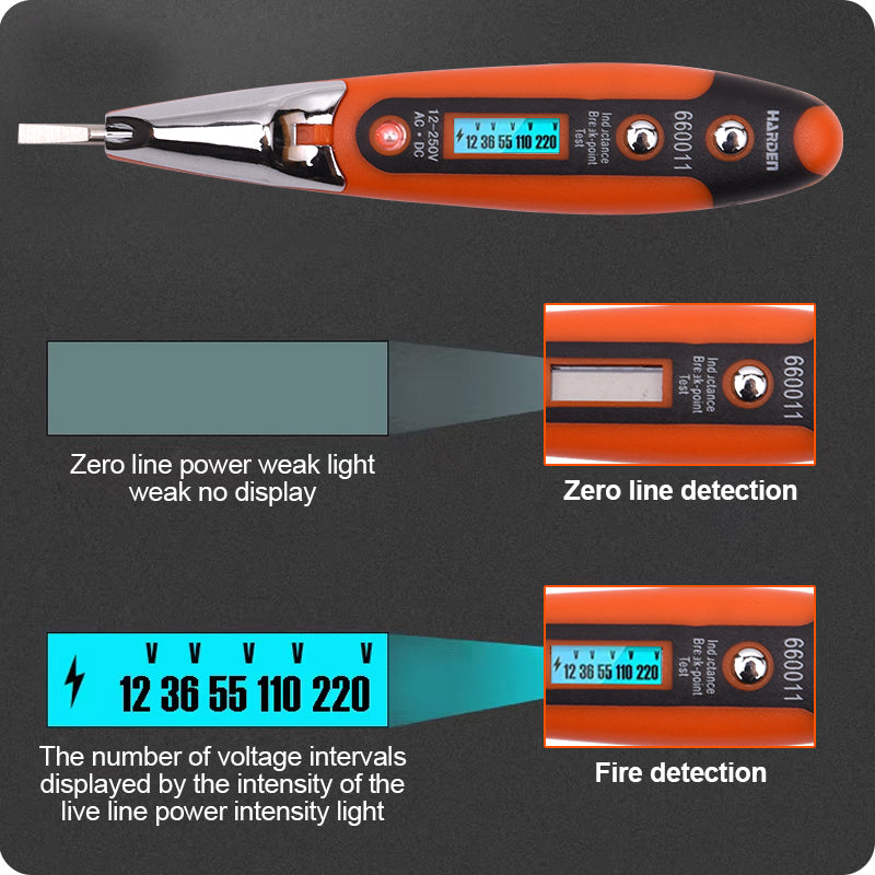 TESTER DE VOLTAJE DIGITAL 12V - 250V - HARDEN
