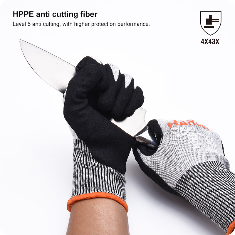 GUANTE ANTICORTE DE HPPE SIN COSTURA CON PALMA DE NITRILO 10" (PAR) - HARDEN