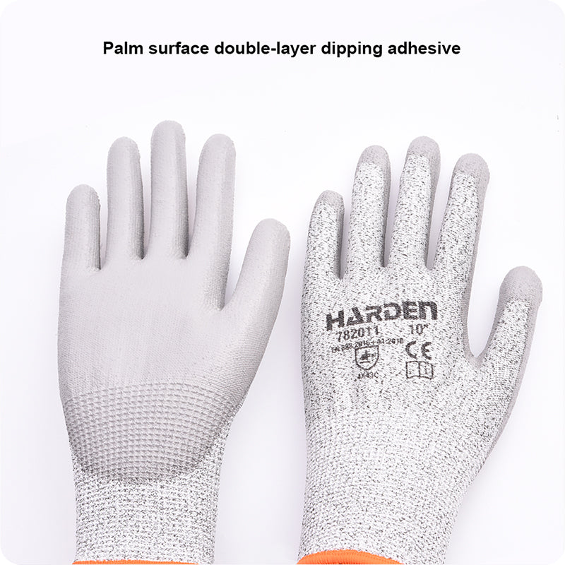 GUANTE ANTICORTE DE HPPE SIN COSTURA CON PALMA DE POLIURETANO 10" (PAR) - HARDEN