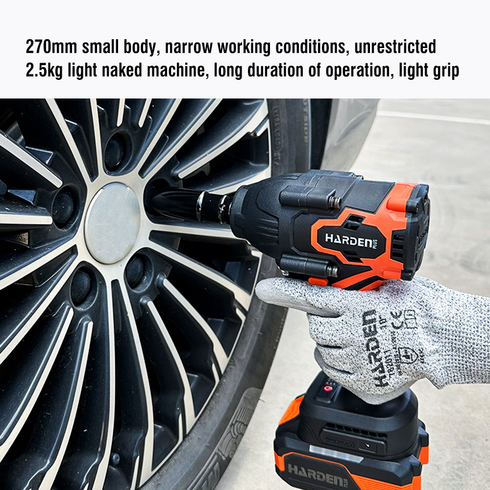 PISTOLA DE IMPACTO INALAMBRICO SIN ESCOBILLA 20V 1/2 850Nm CON BATERIA (4Ah) Y CARGADOR - HARDEN