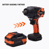 PISTOLA DE IMPACTO INALAMBRICO SIN ESCOBILLA 20V 1/2 850Nm CON BATERIA (4Ah) Y CARGADOR - HARDEN