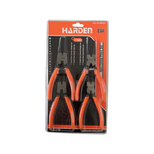 JUEGO DE PINZAS PARA ANILLOS DE RETENCIÓN  4PZS  7"  -  HARDEN