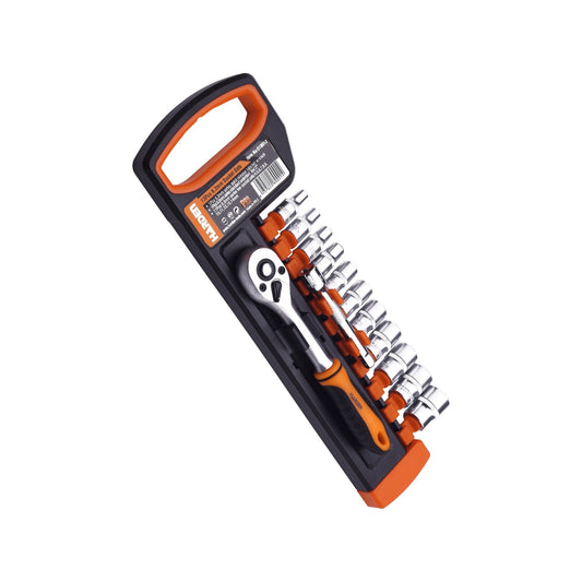 JUEGO DE DADOS (SOCKET) CON RATCHET Y EXTENSIÓN  13PZS  1/4"  -  HARDEN