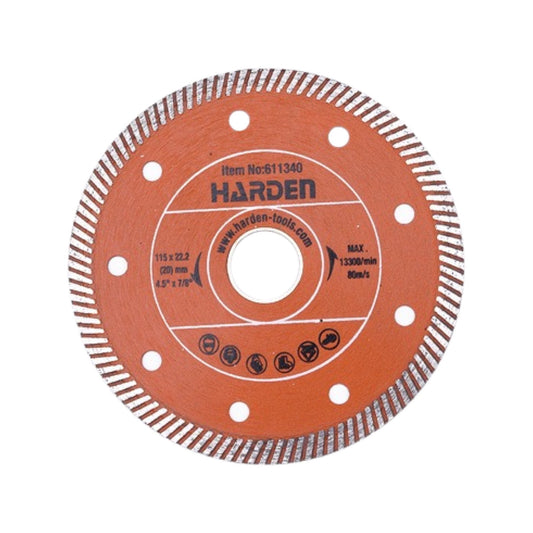 DISCO DE CORTE DIAMANTADO TURBO EXTRA FINO  115mm (4-1/2") X 22.2mm (7/8") X 1.2 -  HARDEN