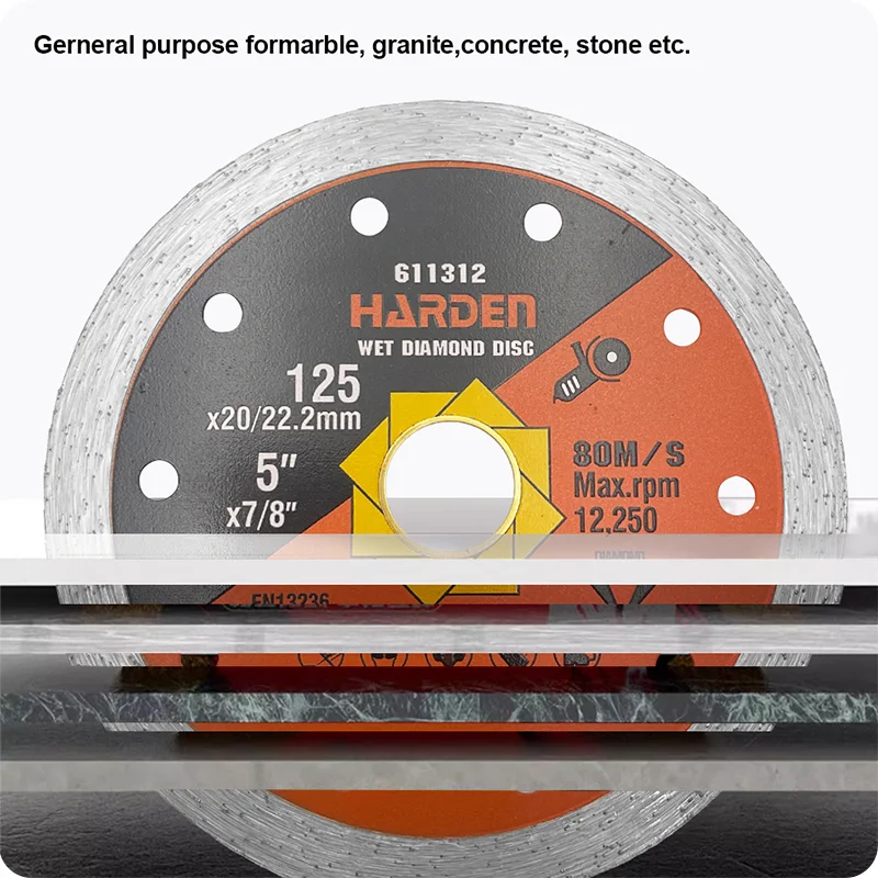 DISCO DE CORTE DIAMANTADO CONTINUO — DISCO DE CORTE DIAMANTADO CONTINUO 115mm (4-1/2) X 22.2mm (7/8") - HARDEN