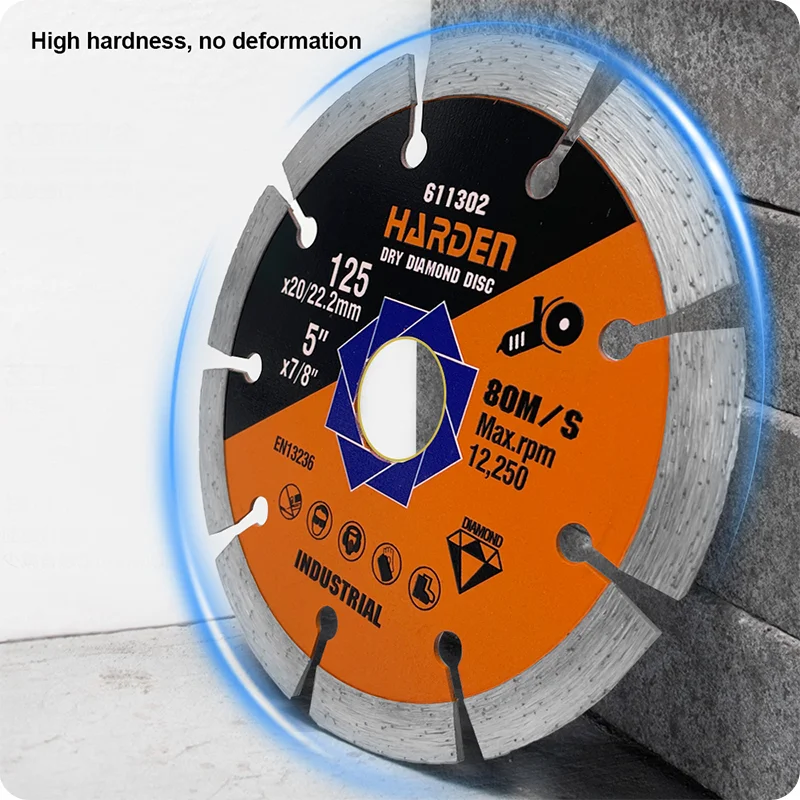 DISCO DE CORTE DIAMANTADO SEGMENTADO — DISCO DE CORTE DIAMANTADO SEGMENTADO 115mm (4-1/2) X 22.2mm (7/8) - HARDEN