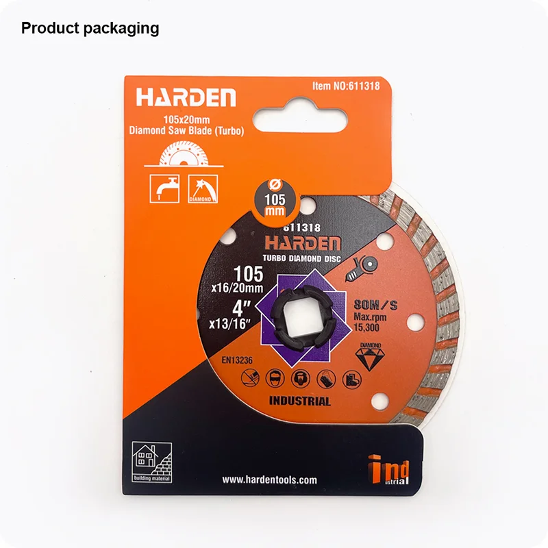 DISCO DE CORTE DIAMANTADO TURBO — DISCO DE CORTE DIAMANTADO TURBO 115mm (4-1/2") X 22.2mm (7/8") - HARDEN