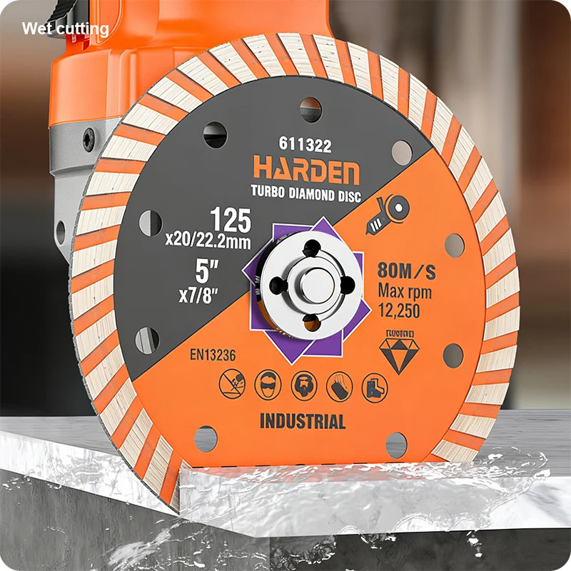 DISCO DE CORTE DIAMANTADO TURBO — DISCO DE CORTE DIAMANTADO TURBO 115mm (4-1/2") X 22.2mm (7/8") - HARDEN