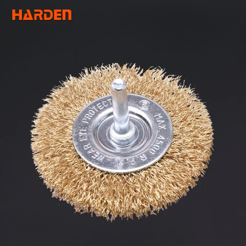 CEPILLO CIRCULAR ONDULADO CON VASTAGO — CEPILLO DE ALAMBRE CIRCULAR CON VASTAGO 50mm (2") - HARDEN