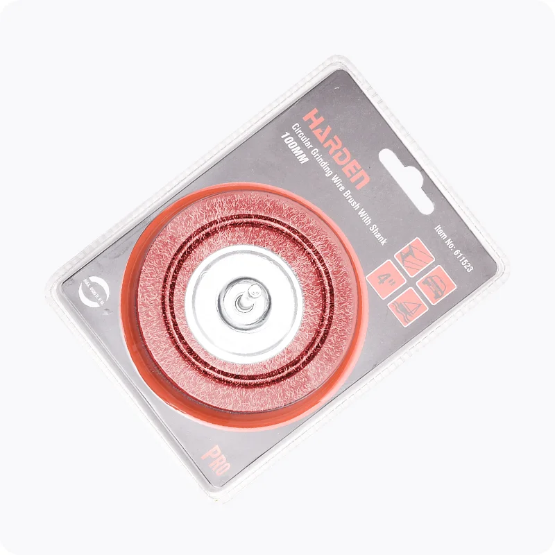 CEPILLO CIRCULAR ONDULADO CON VASTAGO — CEPILLO DE ALAMBRE CIRCULAR CON VASTAGO 50mm (2") - HARDEN