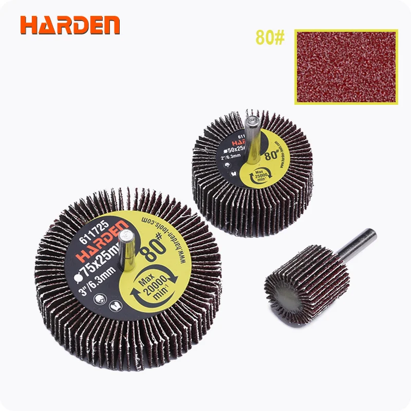 RUEDA FLAP (1.000) HOJAS CON VASTAGO — RUEDA FLAP (1.000 HOJAS) C/ VASTAGO (1/4) 25mm x 25mm 40# - HARDEN