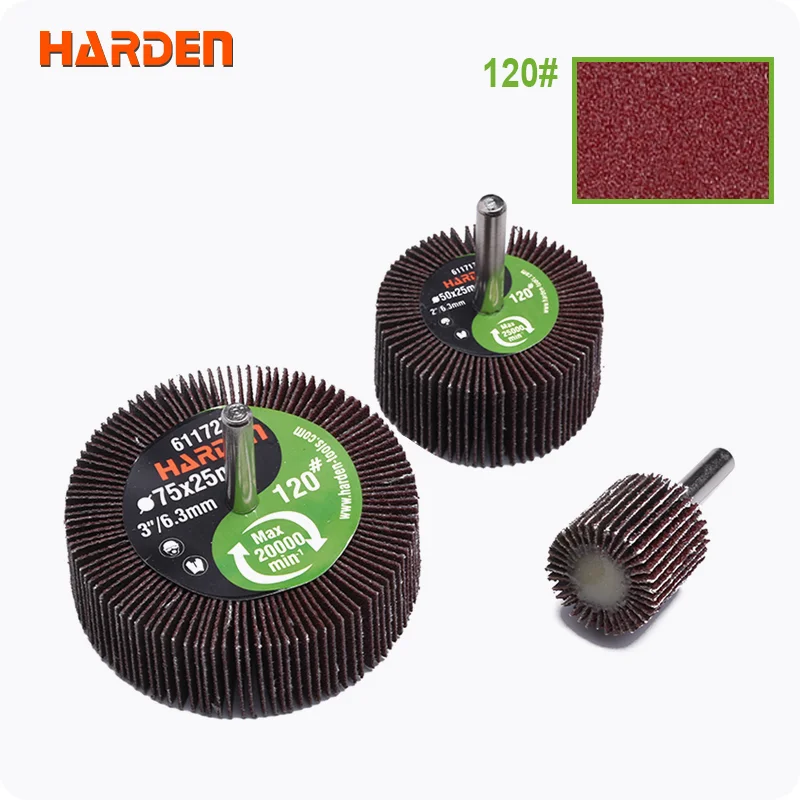 RUEDA FLAP (1.000) HOJAS CON VASTAGO — RUEDA FLAP (1.000 HOJAS) C/ VASTAGO (1/4) 25mm x 25mm 40# - HARDEN