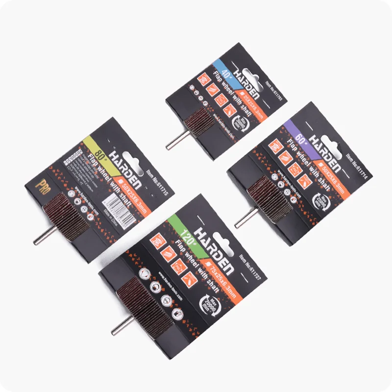 RUEDA FLAP (1.000) HOJAS CON VASTAGO — RUEDA FLAP (1.000 HOJAS) C/ VASTAGO (1/4) 25mm x 25mm 40# - HARDEN