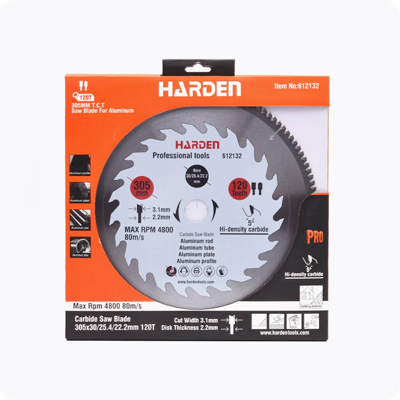 DISCO DE SIERRA PARA ALUMINIO — DISCO DE SIERRA T.C.T PARA ALUMINIO 120 DIENTES 12" (305mm) - HARDEN