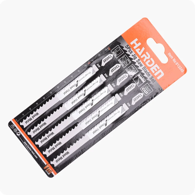 SIERRA PARA CALADORA PARA MADERA Y METAL — SIERRA PARA CALADORA P/ MADERA CON METAL 132 x 105 x 2.5mm - 5.0mm (PACK DE 5) - HARDEN