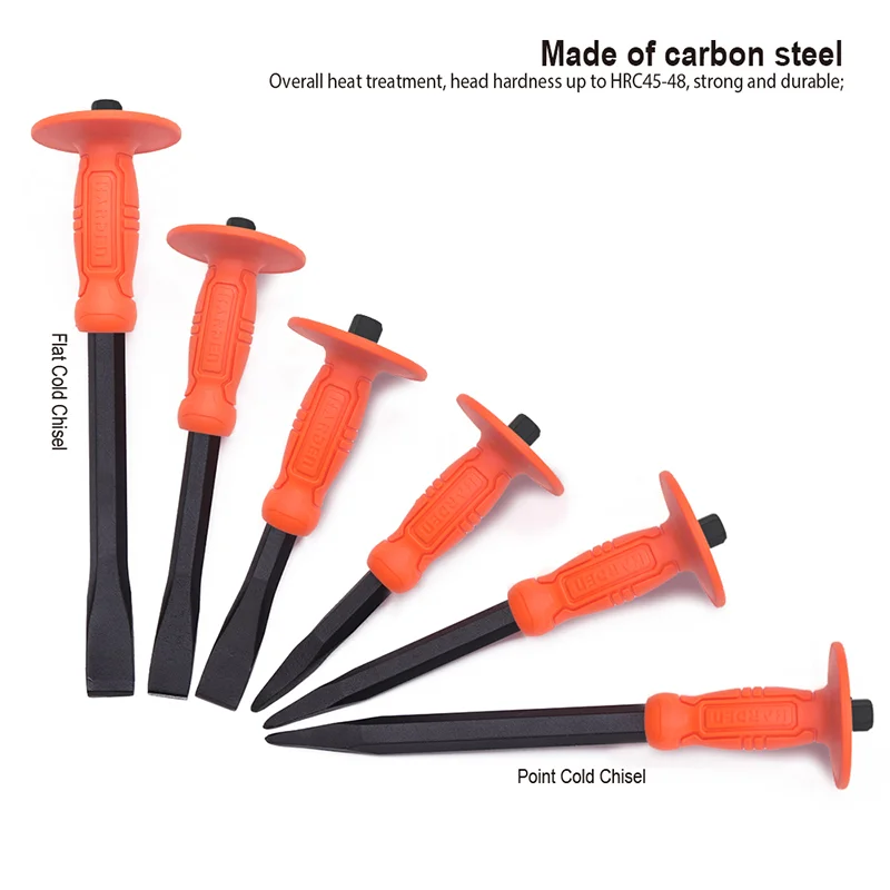 CINCEL PARA ACERO — CINCEL DE PUNTA CON PROTECTOR 4mm x 16mm x 250mm - HARDEN