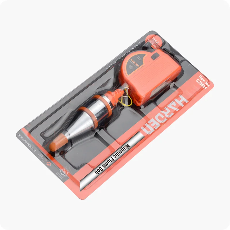 PLOMADA ESTÁNDAR — PLOMADA DE ACERO CON CARRETE MAGNETICO 3 Mts X 400 gr - HARDEN