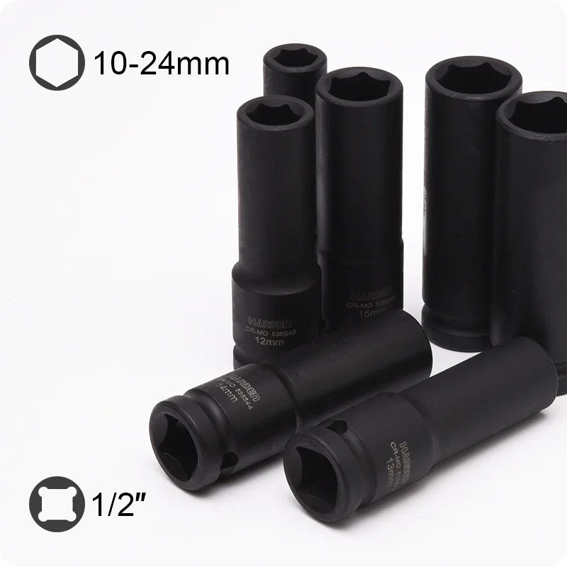 JUEGO DE DADOS DE IMPACTO 1/2 LARGOS — JUEGO DE DADOS DE IMPACTO 1/2" LARGOS 10PZS - HARDEN