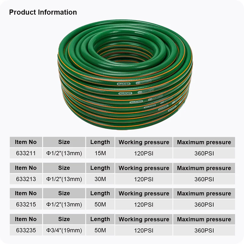 MANGUERA DE PVC — MANGUERA DE PVC CON REFUERZO DE POLIESTER 1/2" x 30M 5 CAPAS 2mm - HARDEN