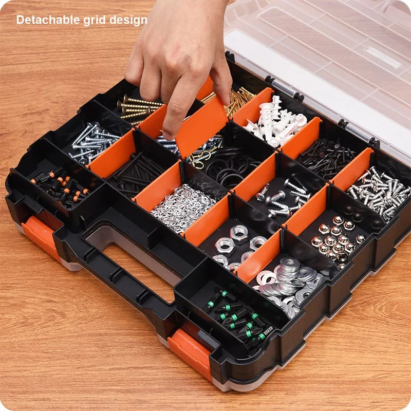 CAJA ORGANIZADORA PLASTICA MULTIPLES COMPARTIMIENTOS — CAJA ORGANIZADORA PLASTICA DOBLE CARA 34 COMPARTIMIENTOS 320mm X 270mm X 83mm - HARDEN