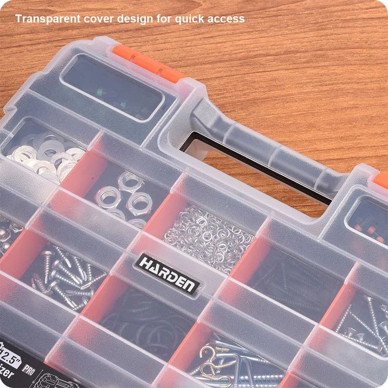 CAJA ORGANIZADORA PLASTICA MULTIPLES COMPARTIMIENTOS — CAJA ORGANIZADORA PLASTICA DOBLE CARA 34 COMPARTIMIENTOS 320mm X 270mm X 83mm - HARDEN
