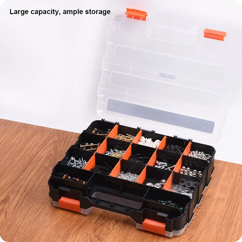 CAJA ORGANIZADORA PLASTICA MULTIPLES COMPARTIMIENTOS — CAJA ORGANIZADORA PLASTICA DOBLE CARA 34 COMPARTIMIENTOS 320mm X 270mm X 83mm - HARDEN