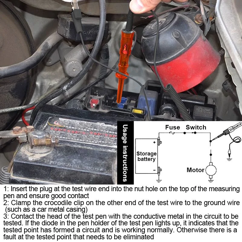 PROBADOR DE CORRIENTE — PROBADOR DE VOLTAJE AUTOMOTRIZ 6V / 12V / 24V - HARDEN