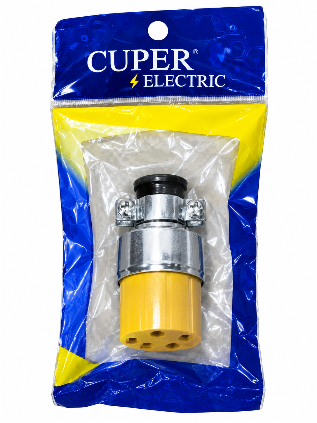ENCHUFE HEMBRA BLINDADO METÁLICO — 15A 125V · NATURAL