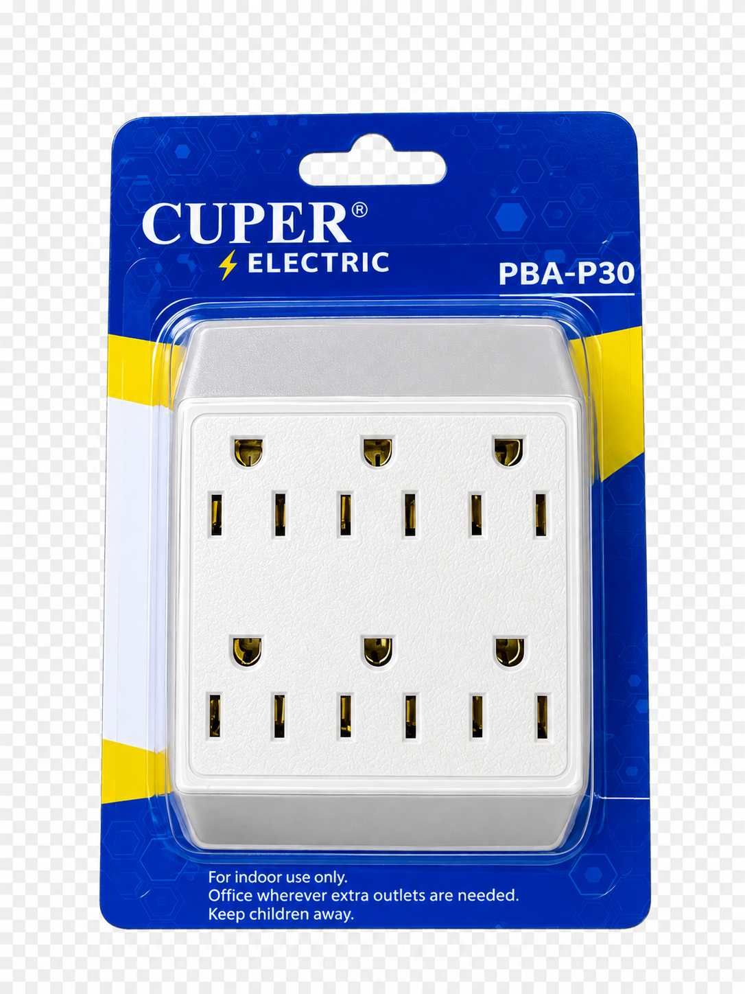 ADAPTADOR DE MULTIPLES SALIDAS — 6 SALIDAS (2 A 6) · CINCADO AMARILLO